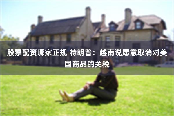 股票配资哪家正规 特朗普：越南说愿意取消对美国商品的关税