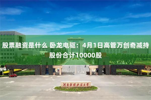 股票融资是什么 卧龙电驱：4月1日高管万创奇减持股份合计10000股