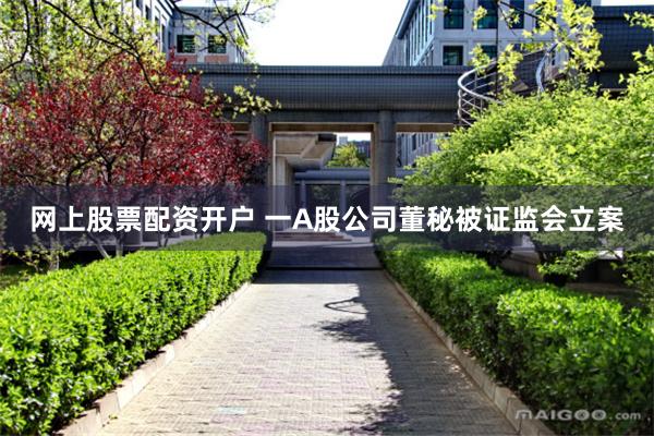 网上股票配资开户 一A股公司董秘被证监会立案