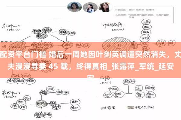 配资平台门槛 婚后一周她因叶剑英调遣突然消失，丈夫漫漫寻妻 45 载，终得真相_张露萍_军统_延安
